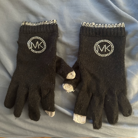Michael Kors Black and Gray Knit Gloves - Picture 1 of 2